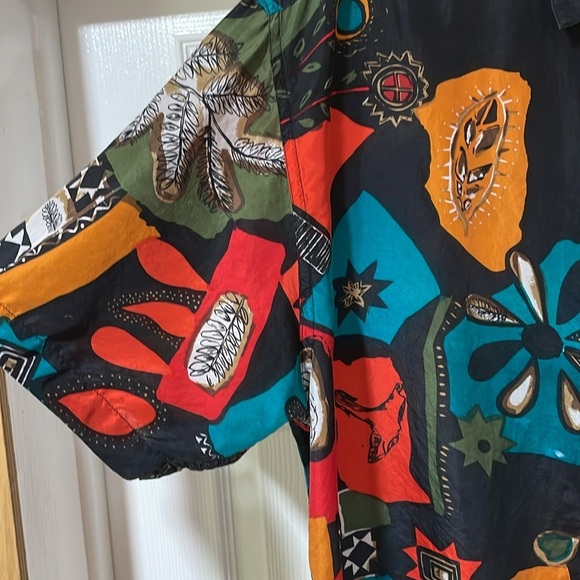 Vintage Jane Ashley Shirt Button Up Silk Short Sleeve Floral Hawaiian Size M - Picture 4 of 12